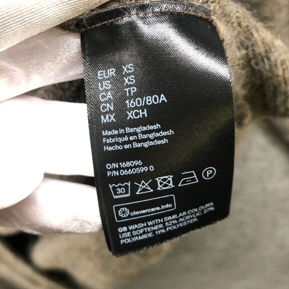 H&M Longline Cardigan Womens XS Brown Open Front Soft Fuzzy Balloon Sleeve - Picture 6 of 8